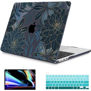 Mektron for 2025 M4 MacBook Air 13.6 Inch A3240 Case Fits 2023 A2681 M2 2024 A3113 M3 Chip with Liquid Retina Display, Printed Plastic Hard Shell Cover for MacBook Air 13.6", Dahlia Flower C035