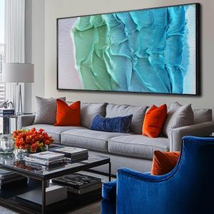 Large Framed Canvas Wall Art Abstract Wall Decor Blue and Green White Textured Art Neutral Wall Decorations for Bedroom Office Living Room 29x58 Inch