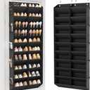 LANTEFUL Over the Door Shoe Organizer, Hanging Shoe Rack for Closet Door Shoe Storage for 30 Pairs Sneaker and Boots, Large Shoe Holder for Door with 10 Side Pockets, Space Saving, Black