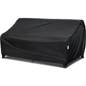 Waterproof 88W40D33H Outdoor Sofa Cover - Heavy-Duty 3-Seater Patio Bench Protector, Fits 86-88 Inch Furniture with Anti-Wind Straps & Air Vents, All-Weather Black