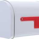 NUOBESTY Tinplate Gift Mailbox with Raised Signal Flags Mini Decorative Storage Box for Home Office Candy Holder Small Metal Mailbox for Outdoor Play Activities 6.14X4.40X3.70In (White)