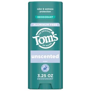 Toms of Maine Unscented Aluminum Free Natural Deodorant For Women & Men | Goes on Clear | Odor & Wetness Protection | Naturally Derived and Moisture-Locking Ingredients | 3.25 oz