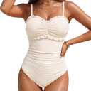 BMJL One Piece Swimsuit Women Tummy Control Textured Adjustable Straps Full Coverage Bathing Suits 2026