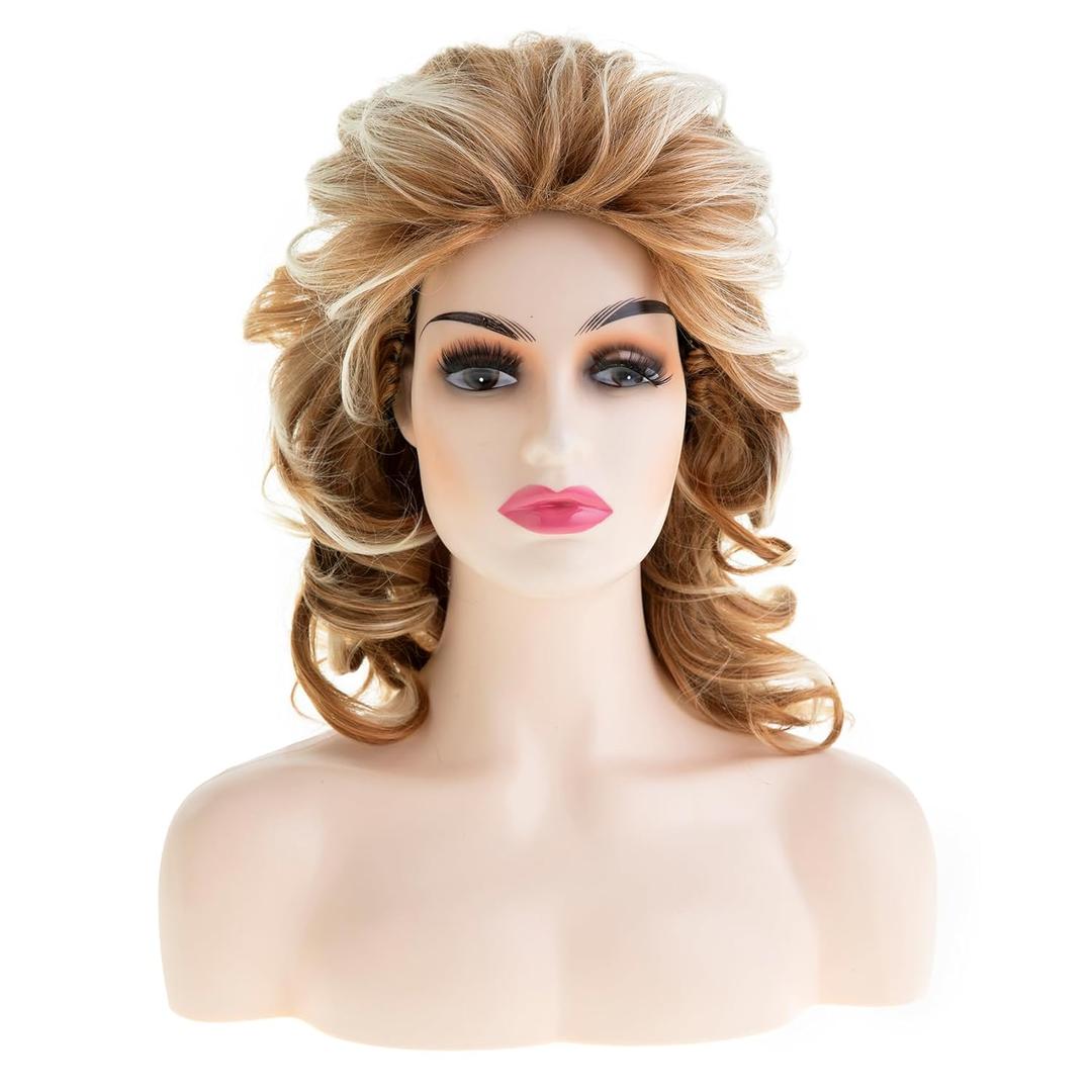 Long Wavy Fluffy Wigs for Women Synthetic Party Halloween Cosplay Wig,Mixed Brown