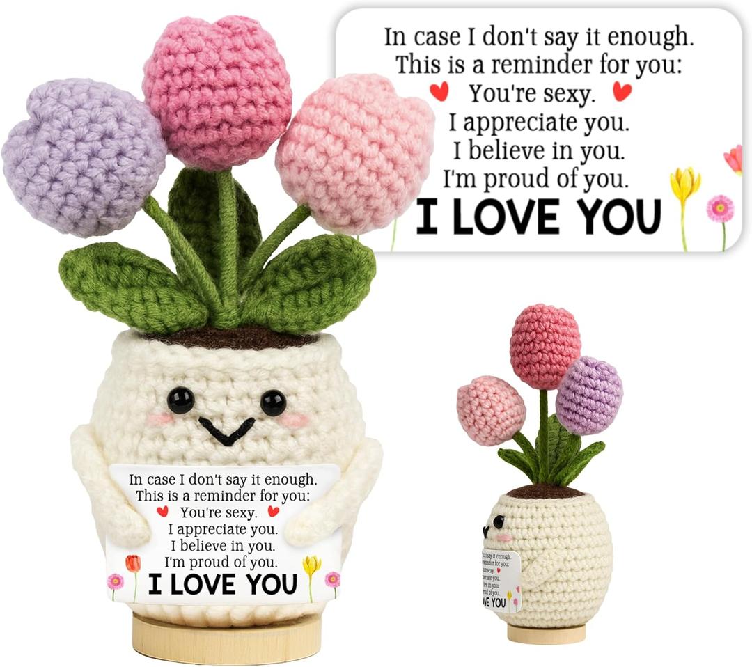 Anniversary Wedding Gifts for Wife - Mothers Day Birthday Gifts for Her, Girlfriend, Wife - Love Romantic Gift Ideas for Her Him, Girlfriend Boyfriend - 5.51'' x 4.13'' Cute Crochet Love