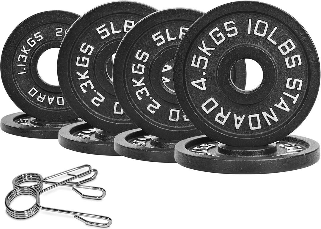 【Starter Set】2" Cast Iron Weight Plate Set | (8) Plates: Pairs of 2.5LB, 5LB, 10LB | 45 LB Total | For Standard Handles & Bars
