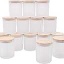 SHOWIN 10 OZ Thick Candle Jars for Making Candles 15 Pcs, Empty Jars with Wood Lids for Candle Making, Sample Container, Frosted White