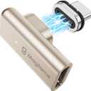 Magtame 240W Magnetic USB C Male to USB C Female Adapter 90 Degree Right Angle, 24Pin Type C Adapter Extender, 40Gbps 4K Video for USB 4 Cable Steam Deck, ROG Ally, Switch, PC, Tablet, iPhone 15 (Gold)