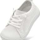 LeIsfIt Toddler Shoes Girls Boys Wide Shoes Kids Zero Drop Minimalist Sneakers Barefoot Slip on Tennis Sneakers (White). Size 24