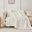 COOVA Ultra Soft Faux Fur Twin Blanket – Fuzzy Fluffy Cozy Microfiber Blankets, Warm Thick Plush Sherpa Fleece Throw Blanket for Couch,Bed,Sofa,Ideal Gift for Women.(Ivory White, 60"x80")