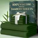 DECOLURE 100% Viscose Derived from Bamboo Sheets Queen Size 6pcs - Ultra Soft & Luxuriously Cooling, 17" Deep Pocket, Double Stitching, Perfect for Hot Sleepers - Queen Bed Sheets (Olive)