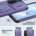 JAME for Samsung Galaxy A37/A36/A56 5G Case, Ring Holder Stand Kickstand, Slide Camera Cover, 2 Screen Protectors, Dual-Layer Shockproof Protective, Magnetic Accessory Friendly Phone Case, Purple
