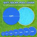 Evoio Solar Pool Cover 12 ft Round for Above Ground Inground Pools Bubble Wrap Covers for Hot Tub Spa Thermal Heating, 12 Mil Circle Blue Floating Blanket for 6-24 Foot Feet Diameter Swimming Pools