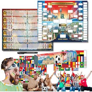 iPEAU 2026 World Cup Football Interactive Schedule Poster–Soccer Tournament Wall Char t& Score Tracker/Predict Results&Track 104 Matches Group Stage&Knockout w/Stickers Premium Fan Gift