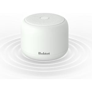 Bobtot Portable Bluetooth Speakers with Strap Easy to Carry, Wireless Waterproof Mini Speaker with Loud Stereo Sound, 20 Hours Playtime, Rechargeable Battery, Built-in Microphone, Light Gray