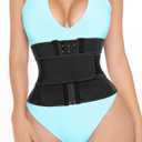 Short Torso Waist Trainer for Women Lower Belly Fat, Workout Fajas Colombianas Waist Cincher Corset (X-Small, Black(9'' Torso, 13 Bones, Hooks&zipper, 1 Belt))