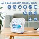CD Player Portable Bluetooth 5.1 Desktop CD Player with HiFi Sound Speakers,Remote Control,Dust Cover,LED Display,Boombox FM Radio,USB/AUX for Home,Kids (White)