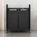 SUOERNUO Laundry Hamper Basket 2 Bag Laundry Sorter Cart with Rolling Lockable Wheels and Removable Bags Laundry Organizer Cart for Clothes Storage, Black