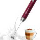 Maestri House Rechargeable Milk Frother with Stand, Adjustable 2-Speed Handheld Electric Foam Maker Waterproof Detachable Stainless Steel Whisk Drink Mixer Foamer for Lattes, Cappuccino (Grape Purple)