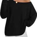 rosemia Womens Off The Shoulder Tops Oversized Long Sleeve Shirts Casual Blouses 2026, 2XL
