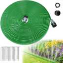 50ft Sprinkler Soaker Hose - Kink-free, Save Water, Flexible - Heavy Duty Three Tube Flat Watering Hose for Garden Yard Lawn Irrigation, With 15 Stakes