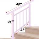 Hand Rails for Outdoor Steps，Stair Handrail & Indoor Stair Railing Kit，Railings for Outdoor Steps for Fence & Outdoor Steps (2, White-with Balusters, 3 Step)