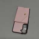 Minimalist Wallet Case for Samsung Galaxy S21 FE 5G with Shoulder Strap,Thin Slim Flip Purse, Credit Card Holder Stand Phone Cover for S 21 EF S21FE5G UW S21FE 21S G5 6.4 inch Pink