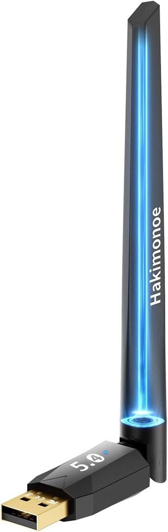 Long Range Bluetooth 5.4 Adapter for PC, USB Bluetooth Dongle Enhanced Antenna for Laptop Desktop Computer Windows 11 10 8.1 7, Linux, Pair with Headphones Speaker Mice Keyboard Controller