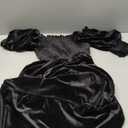 Women's Velvet Long Sleeve Dresses 2026 Winter Square Neck Smocked Ruffle A Line Flowy Cocktail Party Midi Dress(L)