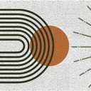 Abstract Boho Door Mat, Modern Century Modern Boho Terracotta Sun Welcome Mats Doormat for Front Door Porch Indoor Outdoor Entrance Entryway, Sun Bath Mat, 17x30 Inch