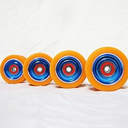 62mm Roller Skates Wheels Aluminum Alloy Speed Skate Wheels Replacement Wheels with Abec-9 Bearing (Pack of 4) (Orange-Blue)