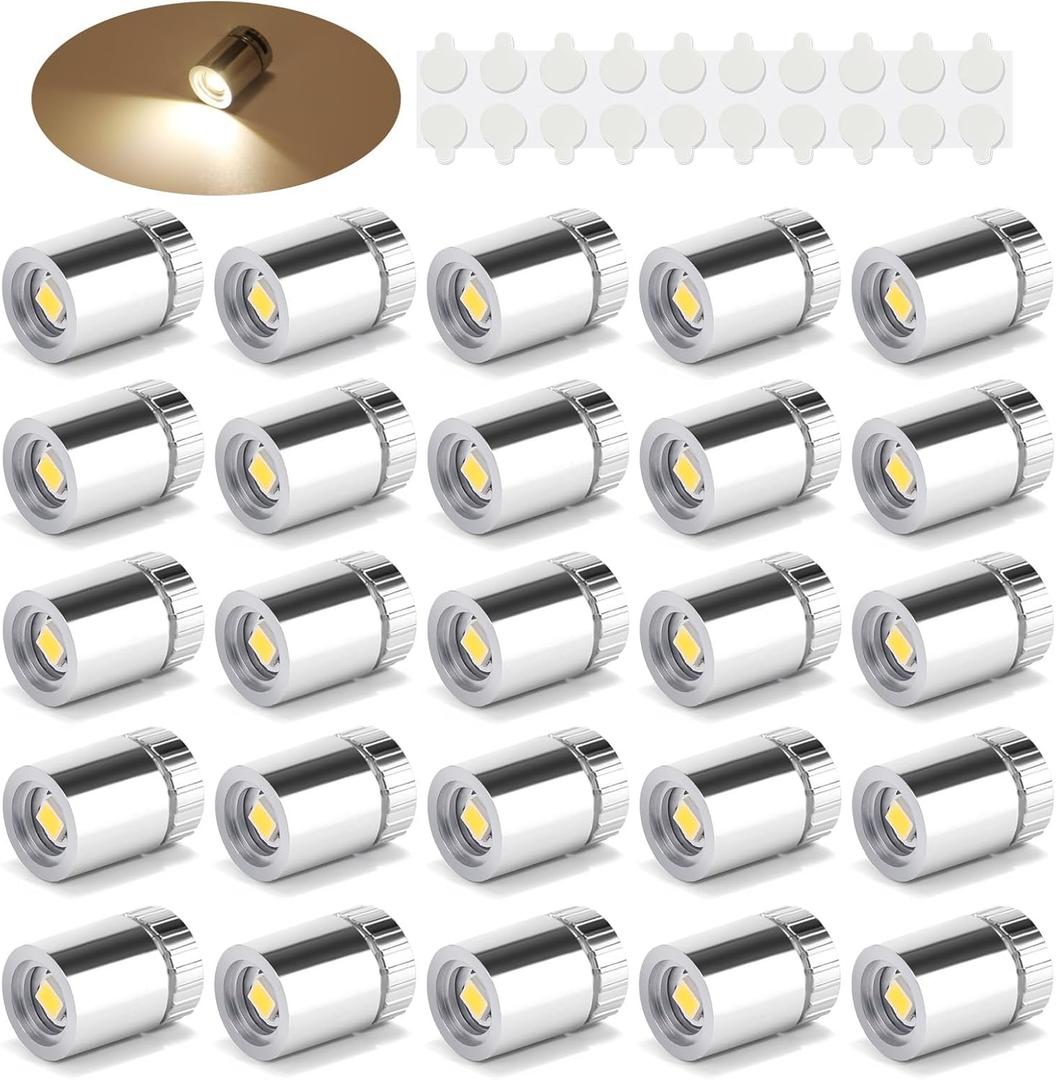 TAYSING 20 Pack Small Spotlight Battery Operated LED Lights Cordless Miniature Spot Light for Artwork, Paintings, Jewelry, Display Cases, handicrafts, Models, Toys, Puzzles(Warm White)