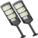 Solar Lights Outdoor Waterproof, 6500K Solar Street Lights Outdoor, LED Solar Flood Lights Dusk to Dawn with Motion Sensor and Remote, Solar Security Lights for Parking Lot, Yard (2 Pack)