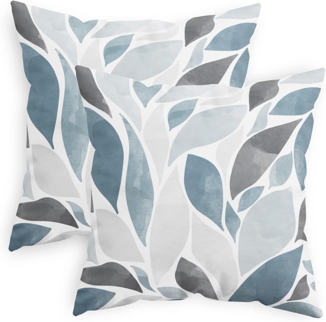 CaliTime Throw Pillow Cases Pack of 2 Cozy Fleece Falling Dahlia Floral Flowers Petals Decorative Cushion Covers for Couch Bed Sofa Farmhouse Decoration 18 X 18 Inches Smoke Blue Grey