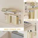 23 Inch Bathroom Towel Rack Towel Shelf with Double Towel Bars Lavatory Wall Mount Holder with Hooks Stainless Steel Hotel Bath Rack