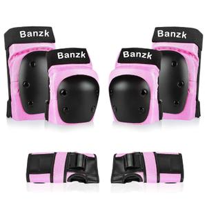 Adult/Child Knee Pads Elbow Pads Wrist Guards 3 in 1 Protective Gear Set for Skateboarding Inline Roller Biking Roller Skating Cycling Outdoor Sports Pink, Large