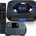 Android TV Box 12.0 4GB 64GB TV Box 2024 Support 8K Dual-WiFi 2.4G 5.8G Android Box H618 Chipset with HDR10 BT5.0 USB 2.0 3D Ethernet with Mini Backlit Keyboard