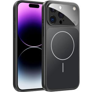 TOBOVON for iPhone 14 Pro Max Case with Camera Lens Protector, Compatible with MagSafe, Slim Matte Magnetic Shockproof Phone Cover for iPhone14 ProMax, Black