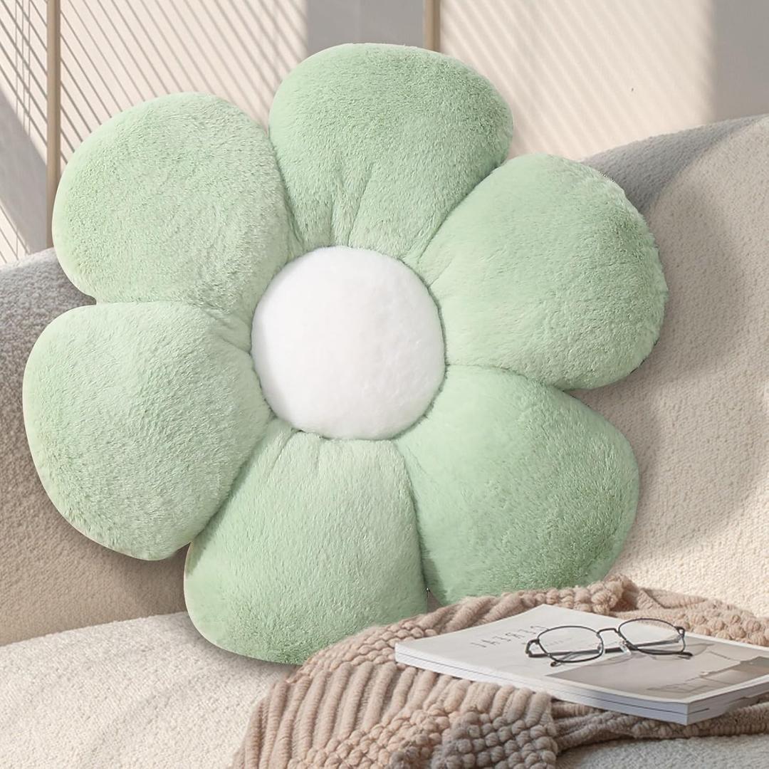 17.7 Inch Sage Green Flower Pillow  Daisy Shaped Cute Decorative Throw Pillow, Soft Floral Seating Cushion Floor Pillows for Sofa, Bed, Chair & Room Decor 17.7 Inch Sage Green Flower Pillow  Daisy Shaped Cute Decorative Throw Pillow, Soft Floral Seating Cushion Floor Pillows for Sofa, Bed, Chair & Room Decor