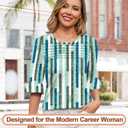 Blingfit Womens Tops 3/4 Length Sleeve Dressy Casual Shirts Bell Sleeve Front Pleated Fasion Trendy Summer Blouses 2026 (S)