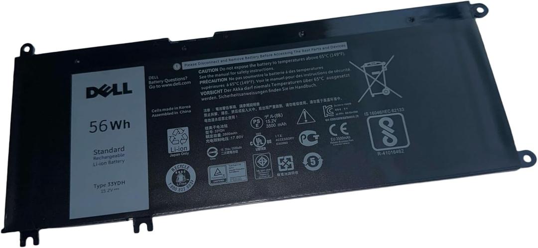 DELL 33YDH 4-Cell Notebook Battery 15.2V 56Wh For DELL Inspiron 7577,7586 2-in-1 7773 2 in-1,7778 2-in-1,7779 2-in-1,7786 2 -in-1,G3 15 3579,G3 17 3779,G5 15 5587,G7 15 7588 ,Vostro 7570,7580 Laptops