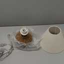 11" Small Mini Wicker Table Lamp, Dimmable Rattan Bamboo Lamp with Off-White Fabric Shade, Boho Accent Light for Nightstand, Nursery, Small Spaces, Kitchen Counter, Bookshelf