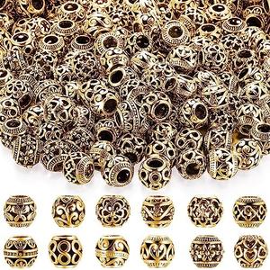 120 Pcs Spacer Loose Beads Tibetan Tone Alloy Beads 11 mm for Bracelets Making Jewelry Craft(Gold)