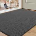 Color&Geometry Large Double Door Mat, 24"x43" Non Slip Front Door Mat Indoor Entrance, Dirt Trapper Washable Indoor Outdoor Rugs Entry Rugs for Inside House, Grey (Rolled-up NO Creases)