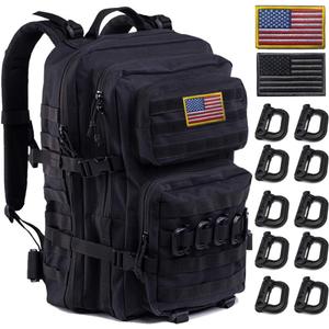 Military Tactical Backpack 45L Large Tactical Backpack for Men, Hiking Rucksack With Bottle Holder (Black-01)
