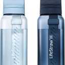 LifeStraw Go Series BPA-Free Water Filter Bottle for Travel and Everyday use removes Bacteria, parasites and microplastics, Improves Taste, 1L 2-Pack; Icelandic Blue and Aegean Sea