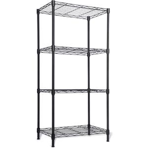 Whitmor 4 Tier Storage Shelves, Heavy Duty Metal Shelving, 400 lbs Capacity per Shelf, 1600 lbs Total, Easy Assembly for Kitchen, Garage, Plant, 18" L x 12" W x 38" H, Black