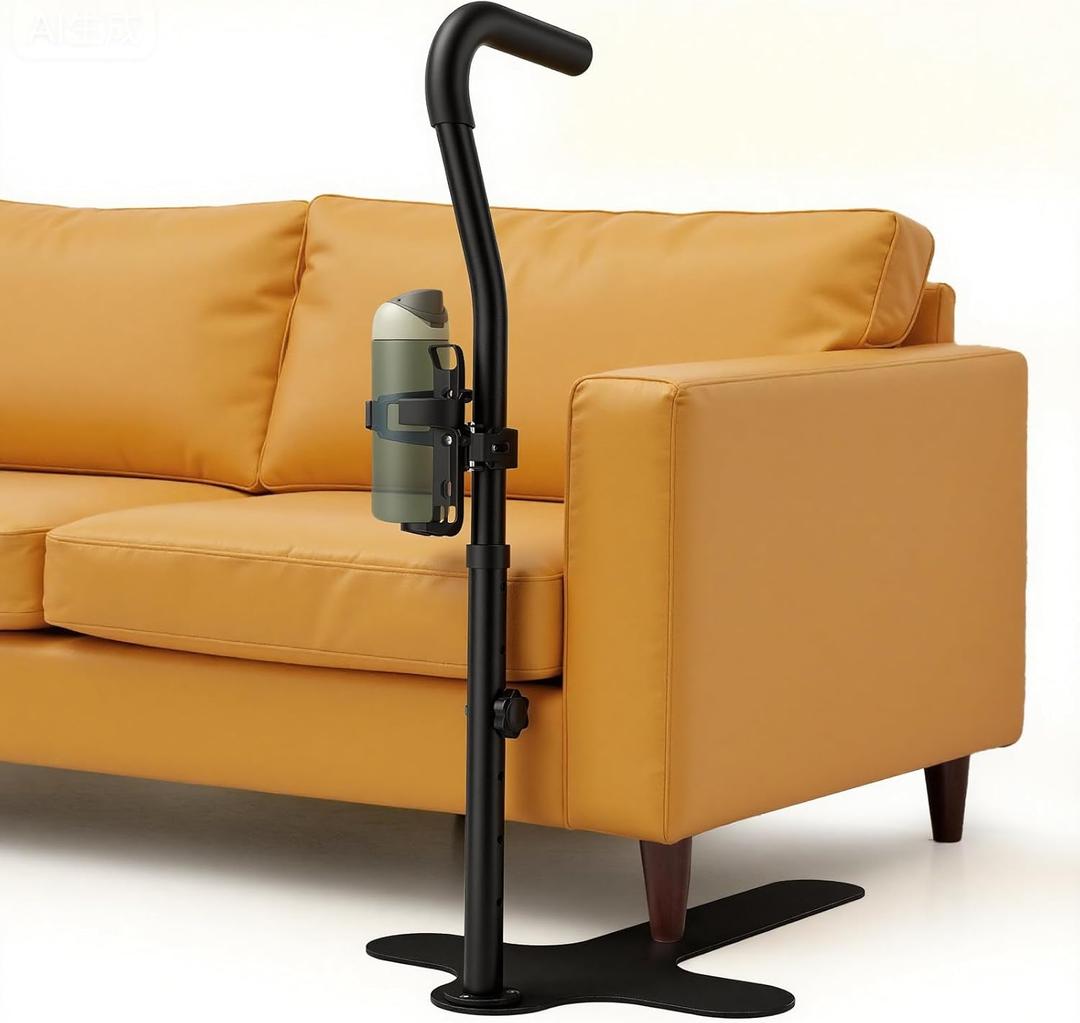 Couch Stand Assist with Cup Holder, Adjustable Height Chair Assist for Elderly Chair Lift Stand Assist with Non-Slip Handle for Elderly, Seniors, Pregnancy Women and Disabled, Loading 498LBs