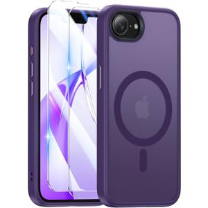 Magnetic Case for iPhone 17e & iPhone 16e (6.1 inch), [with 2X Clear Screen Protectors] [Compatible with MagSafe], Military-Grade Protection, Shockproof Protective Case for iPhone 17E/16E, Purple