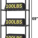 HOMEFORT 6-Shelving Unit, Adjustable Wire Shelving, Metal Wire Shelf Rack Organizer for Kitchen, Pantry, Closet, Bathroom, Laundry, Black,21" W x 11" D x 69" H